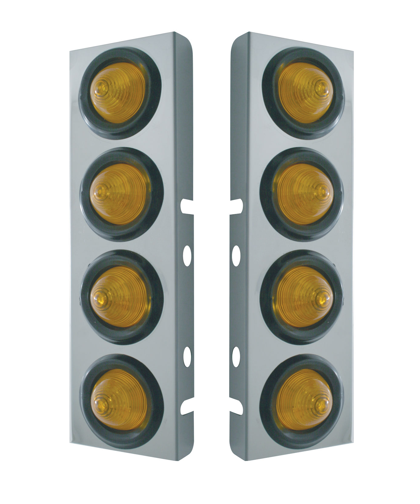 (2/Bulk) Stainless Steel Peterbilt 8 Led Cutout Air Cleaner Light Bracket W/ 2" Incandescent Beehive Light