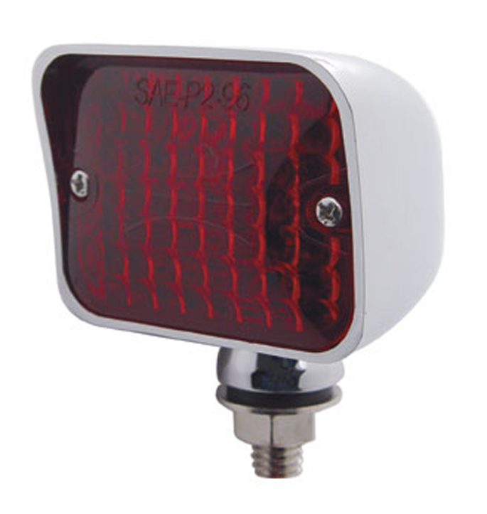 Chrome Large Rectangular Auxiliary Incandescent Light - Red