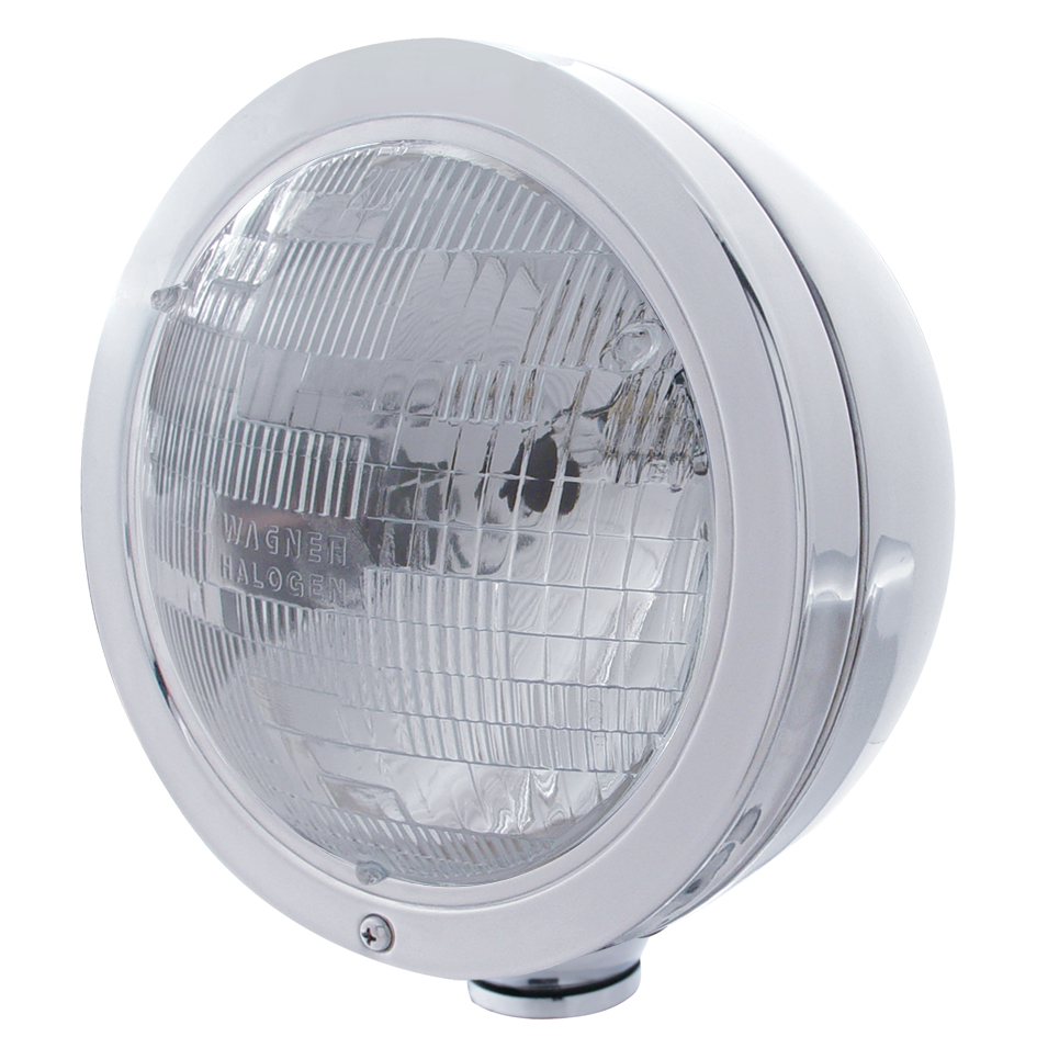 Stainless Steel "Bullet" Peterbilt Headlight - H6024 Halogen