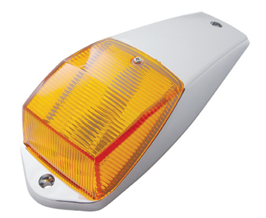 Chrome Plastic Rectangular Incandescent Cab Light - Amber