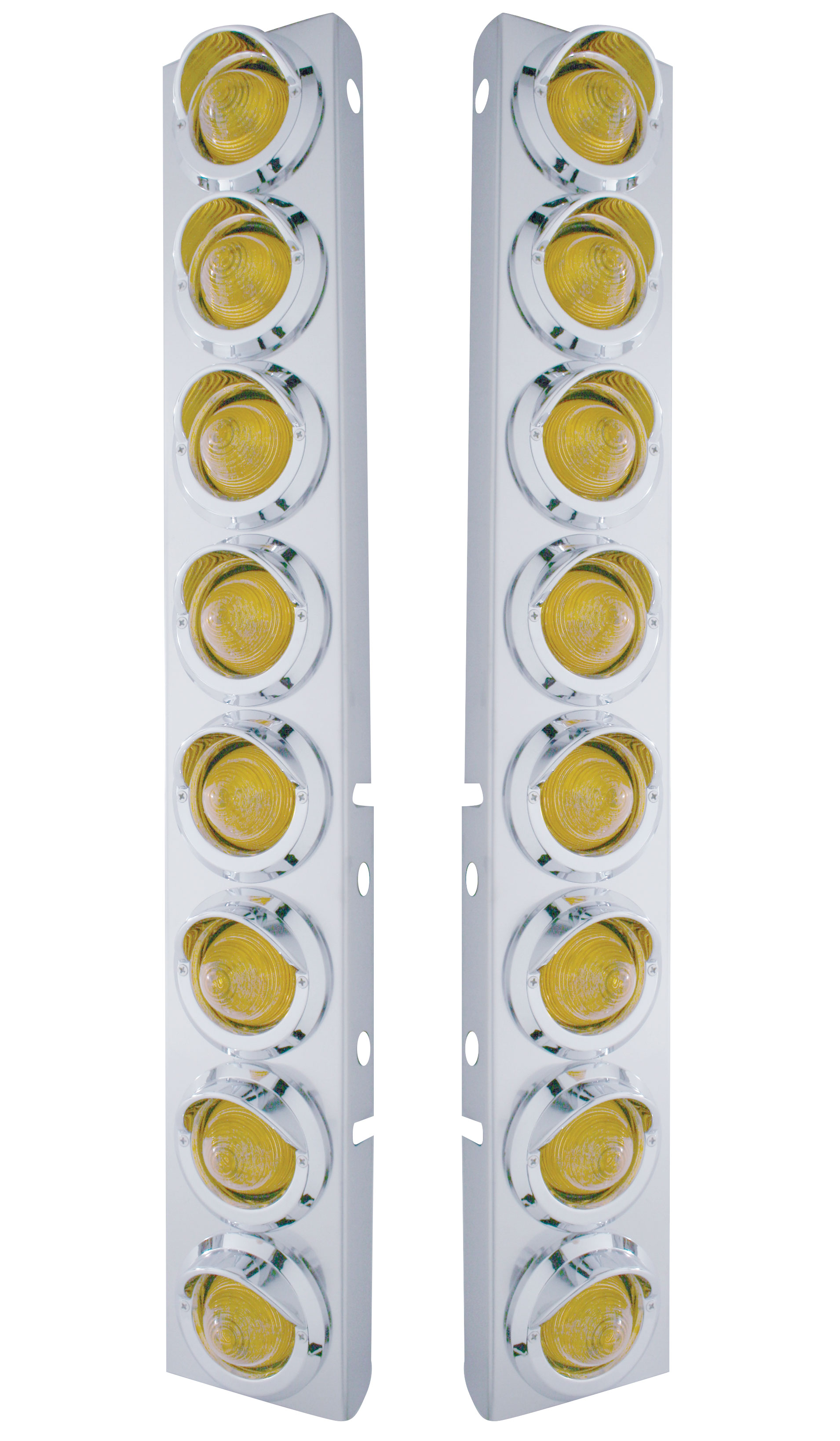 (2/Bulk) Stainless Steel Peterbilt 16 Led Cutout Air Cleaner Light Bracket W/ 2" Incandescent Beehive Light & Cr. Pl. Visor