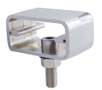 Chrome Double Face Rectangular T-Mount Light Housing - Single Stud Mounting