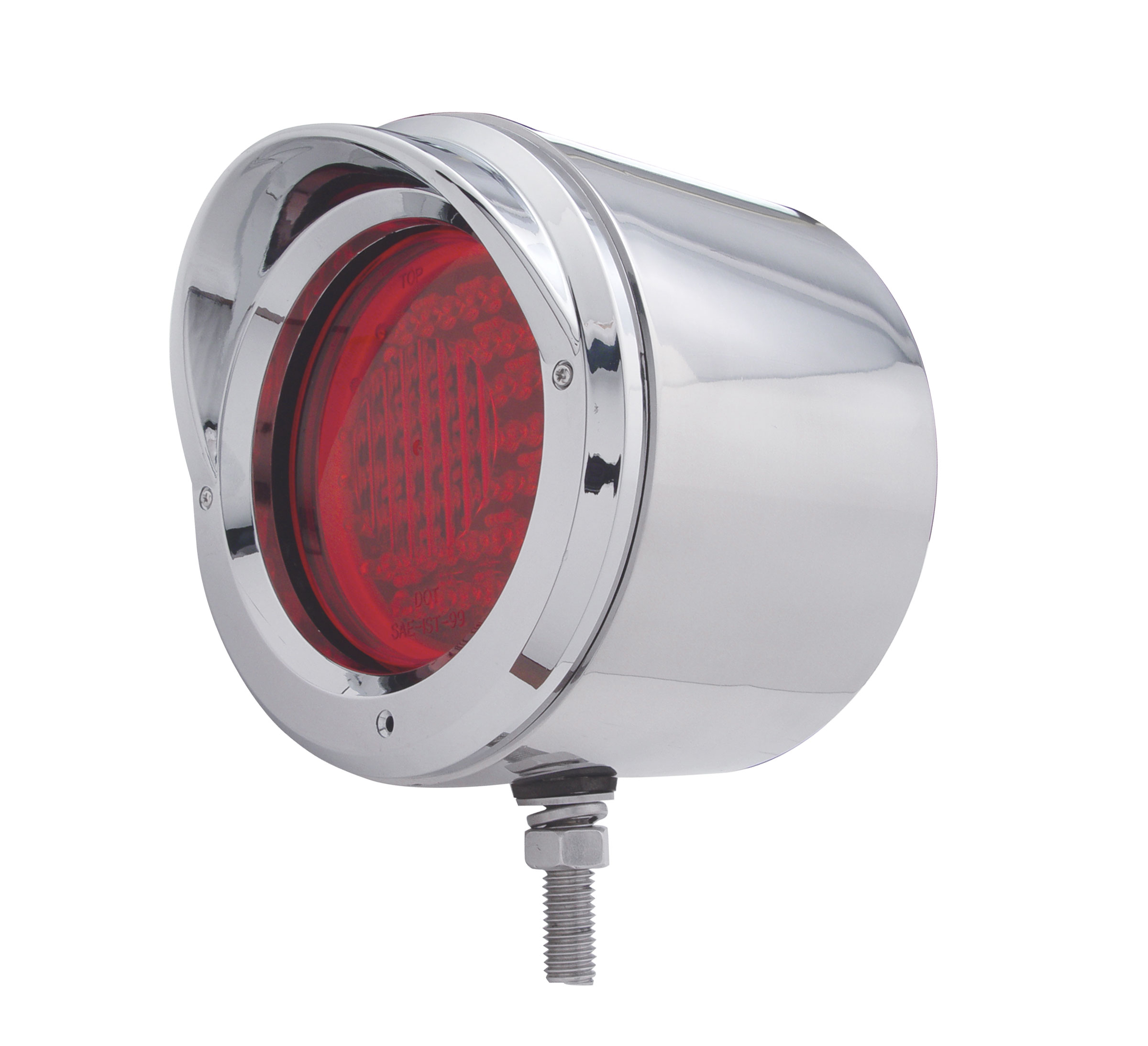 Stainless Steel Single Face Housing W/ 4" Incandescent Flat Light & Visor - Amber/Red