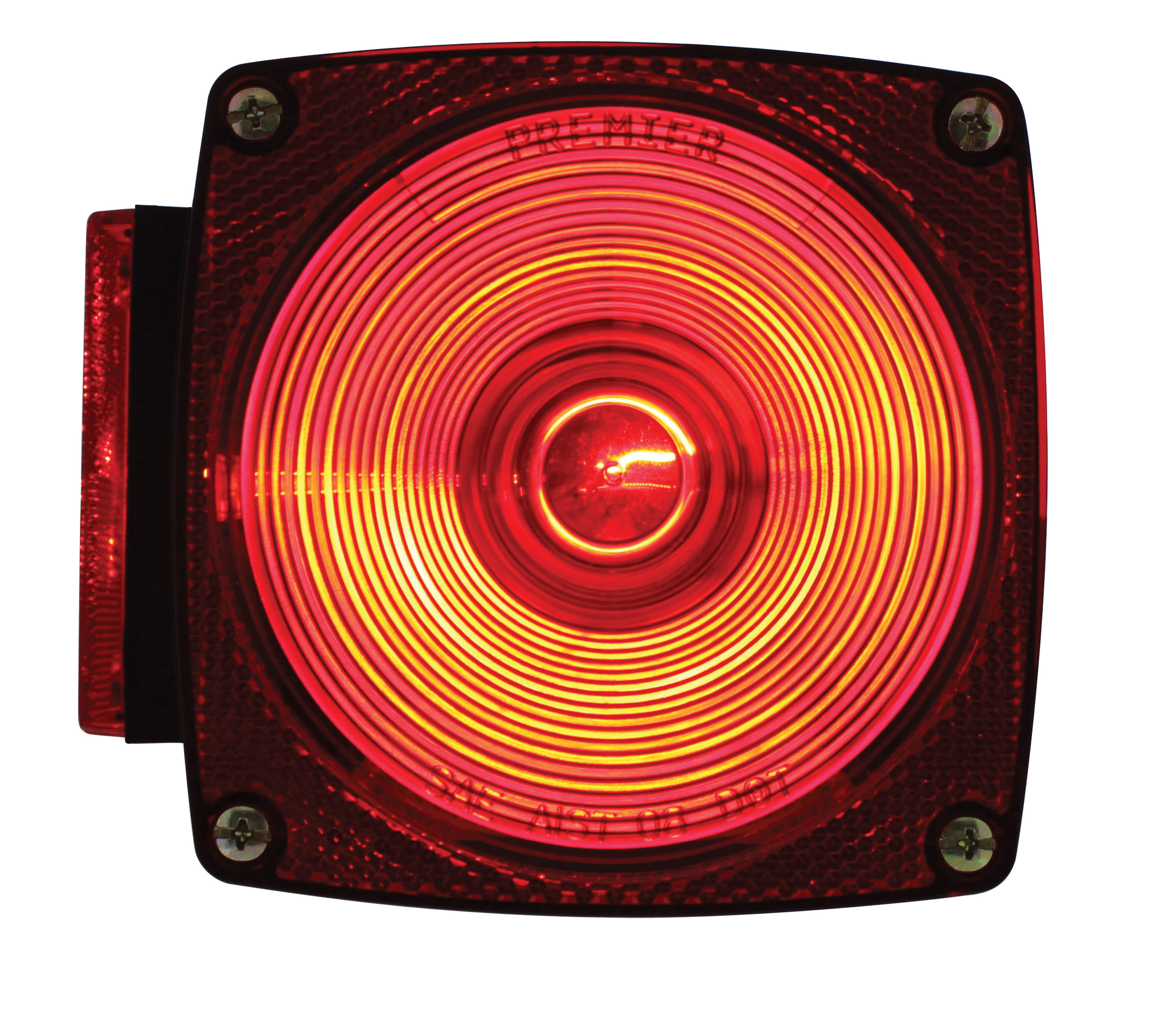 Incandescent 2" Stud-Mount Combination S/T/T Light W/ License Light - Red