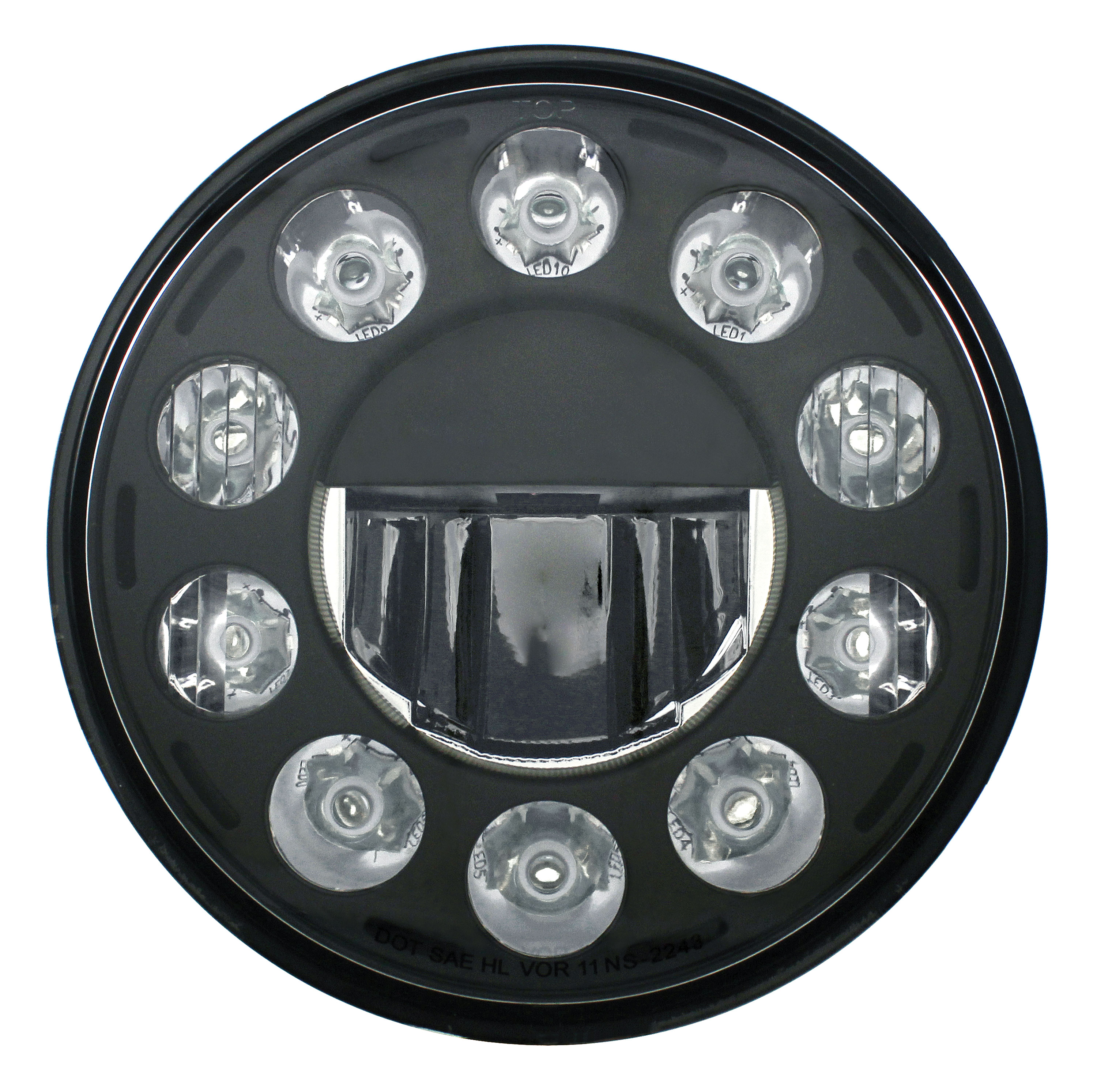 11 High Power Led 7" Crystal Headlight - Black