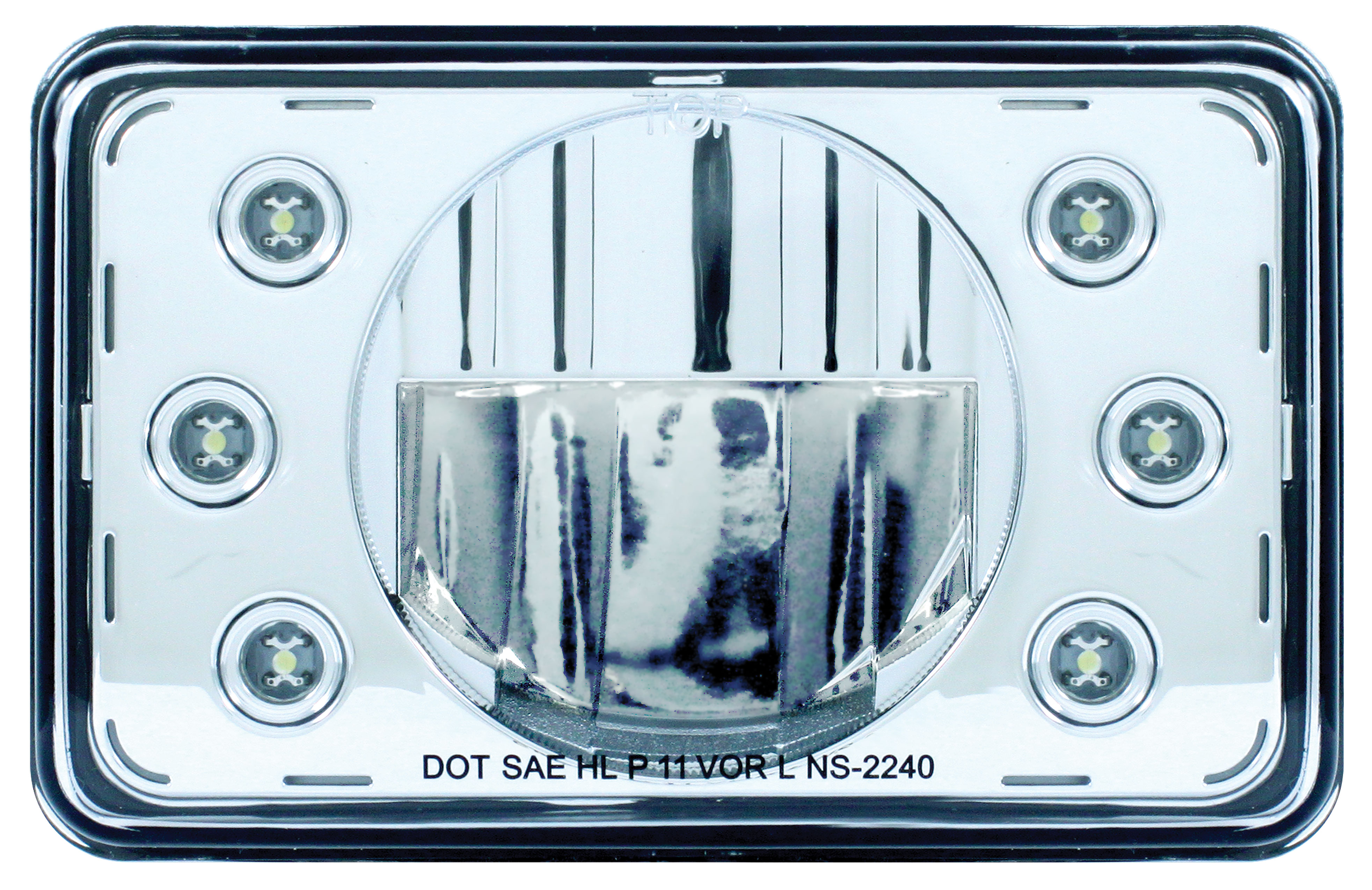 165Mm Rectangular Crystal Headlight Bulb With 1 High Power Led And 6 Led Position Light - Low Beam Only
