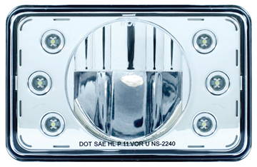 165Mm Rectangular Crystal Headlight Bulb With 1 High Power Led And 6 Led Position Light - High Beam Only