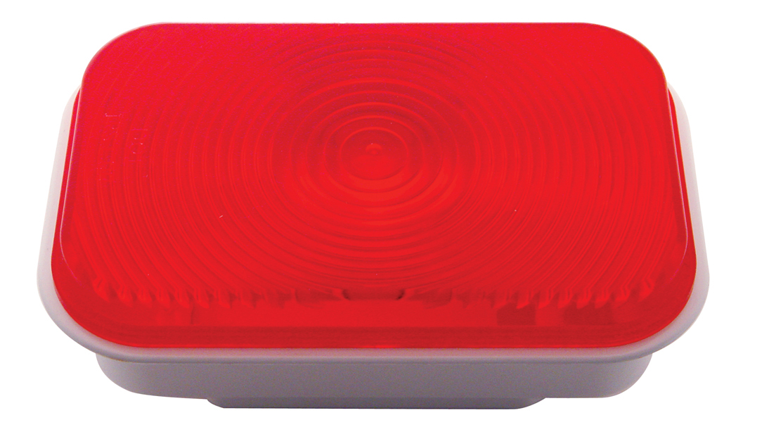 Rectangular S/T/T Incandescent Light W/ 3 Contact Female Terminal - Red Lens