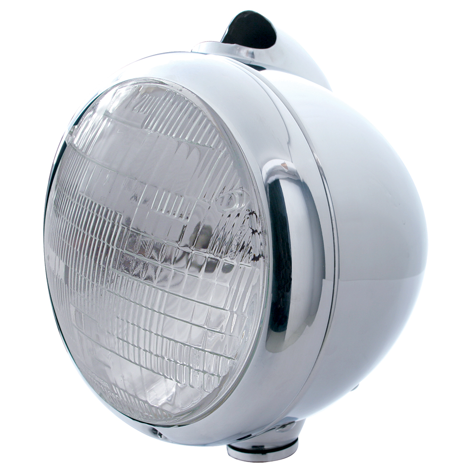 Stainless Steel "Guide" Peterbilt Headlight - 6014 Sealed Beam