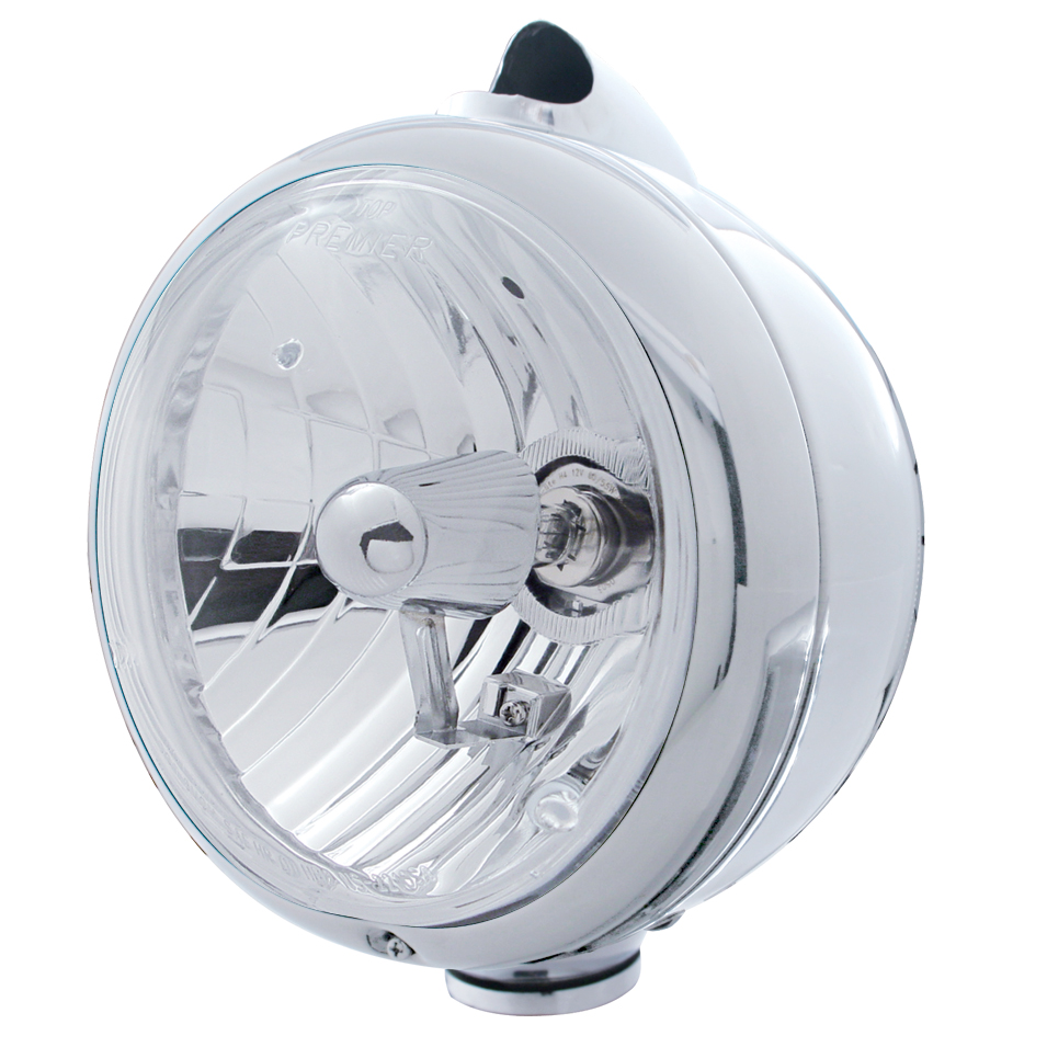 Stainless Steel "Guide" Peterbilt Headlight - Crystal H4 Halogen