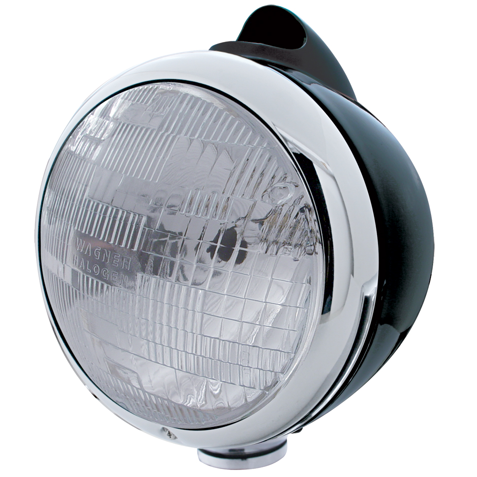 Black "Guide" Peterbilt Headlight - H6024 Halogen