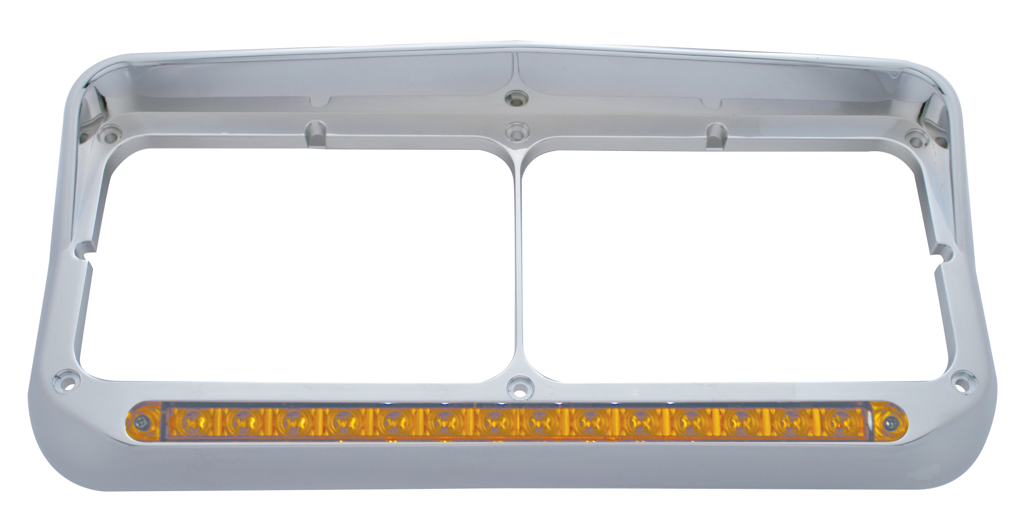 Cr Pl Rect Headlight Bezel W/ Visor W/ 14 Amb Led 12" Sequential Light Bar W/ Amb Lens - Driver Side/Left To Right