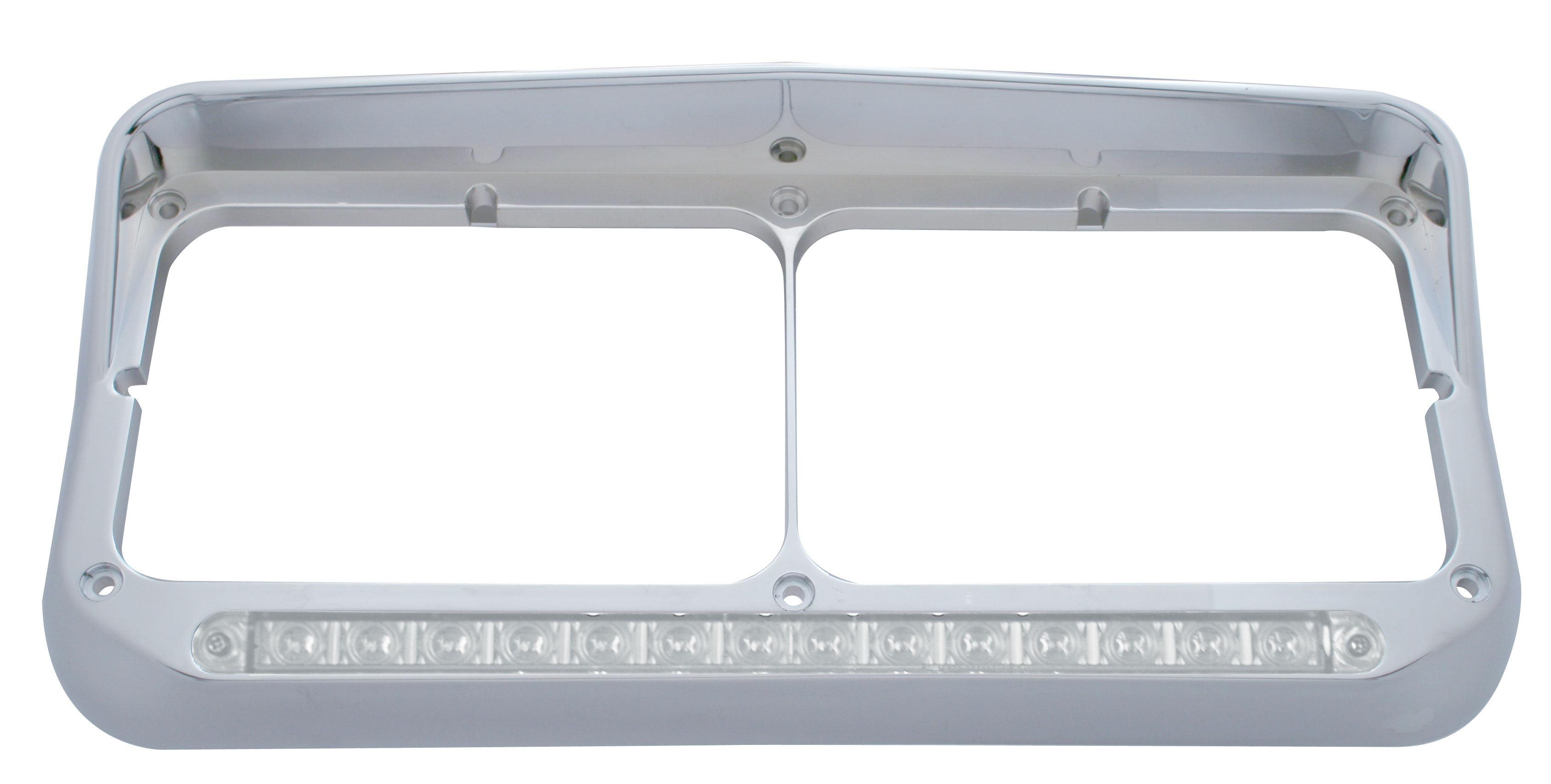 Cr Pl Rect Headlight Bezel W/ Visor W/ 14 Amb Led 12" Sequential Light Bar W/ Clr Lens - Driver Side/Left To Right
