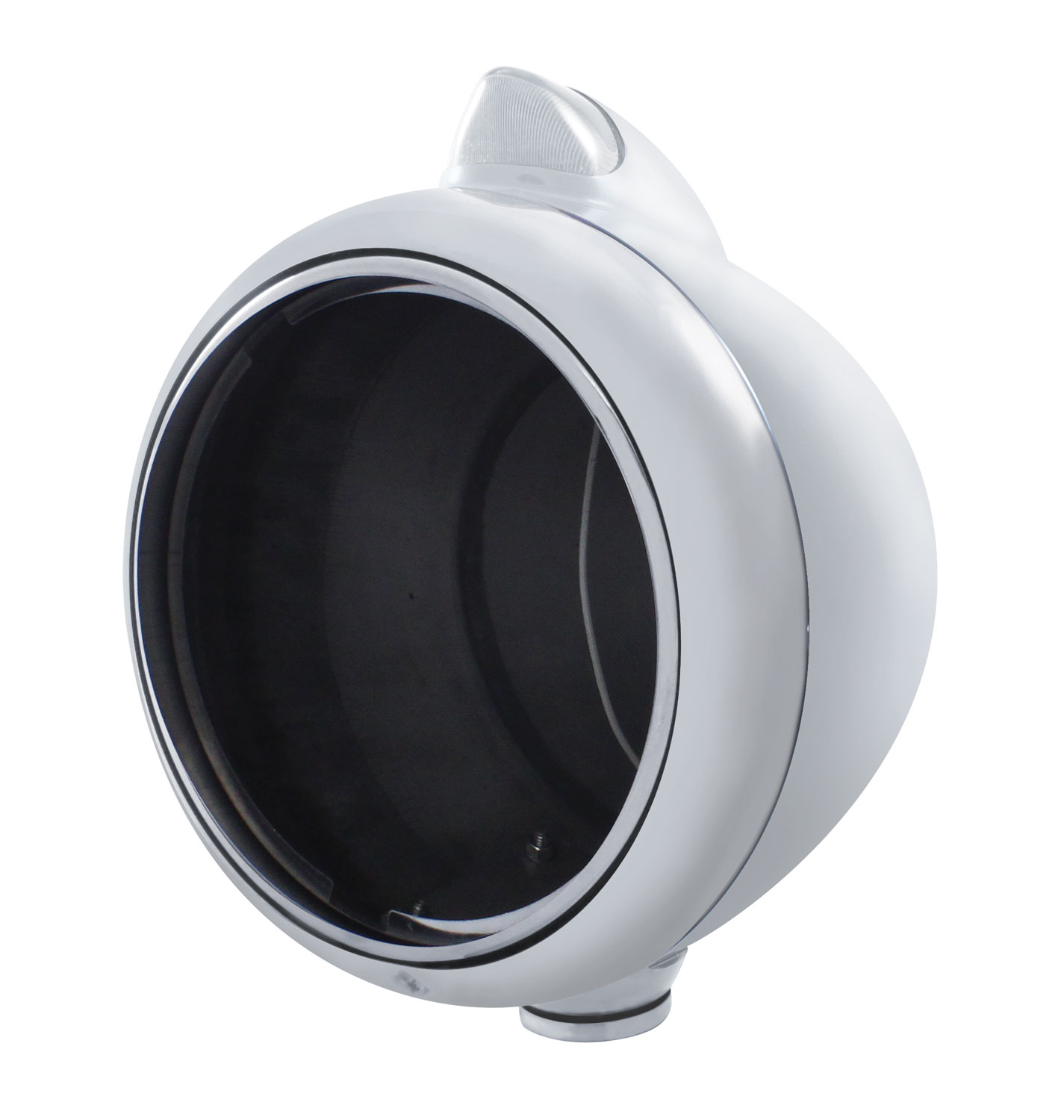 Stainless Steel "Guide" Peterbilt Headlight W/ 5 Amber Led Vintage 682-C Series 2 Top Mount Light - Clear Lens