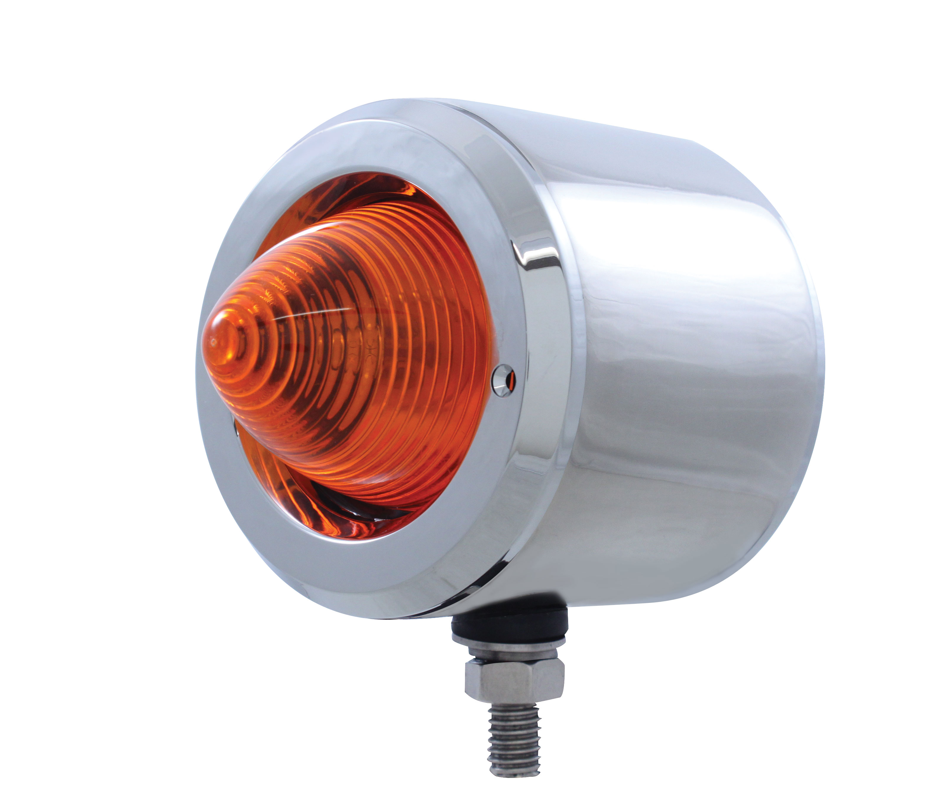 Incandescent Stainless Steel 2 1/2"" Double Face Regular Beehive Light W/ Bezel - Amber Lens/Red Lens
