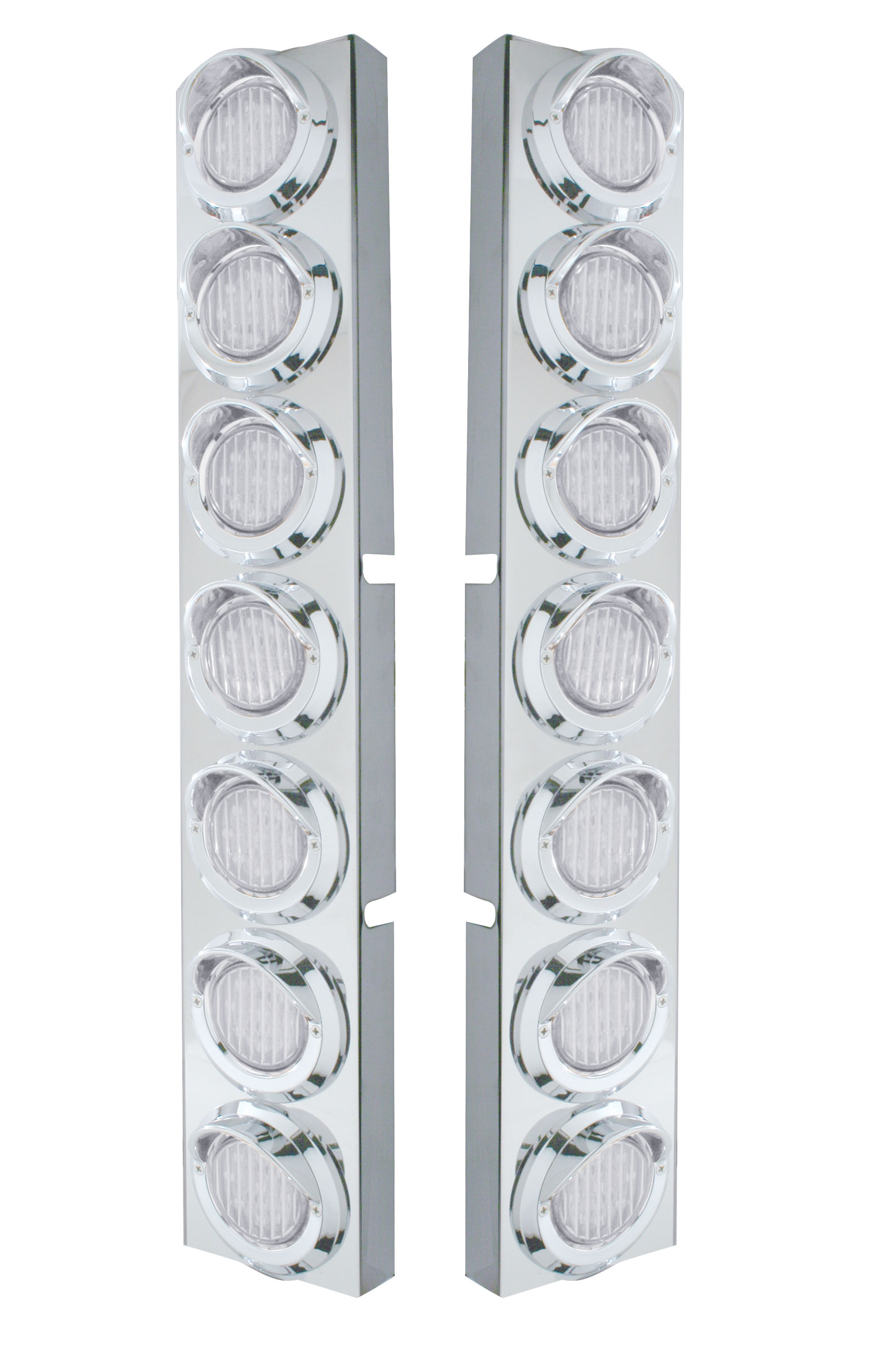 (2/Bulk) S.S. Kenworth 14 Led Cutout Air Cleaner Bracket W/ 9 Amber Led 2" Flat Light W/ Visor - Clear Lens