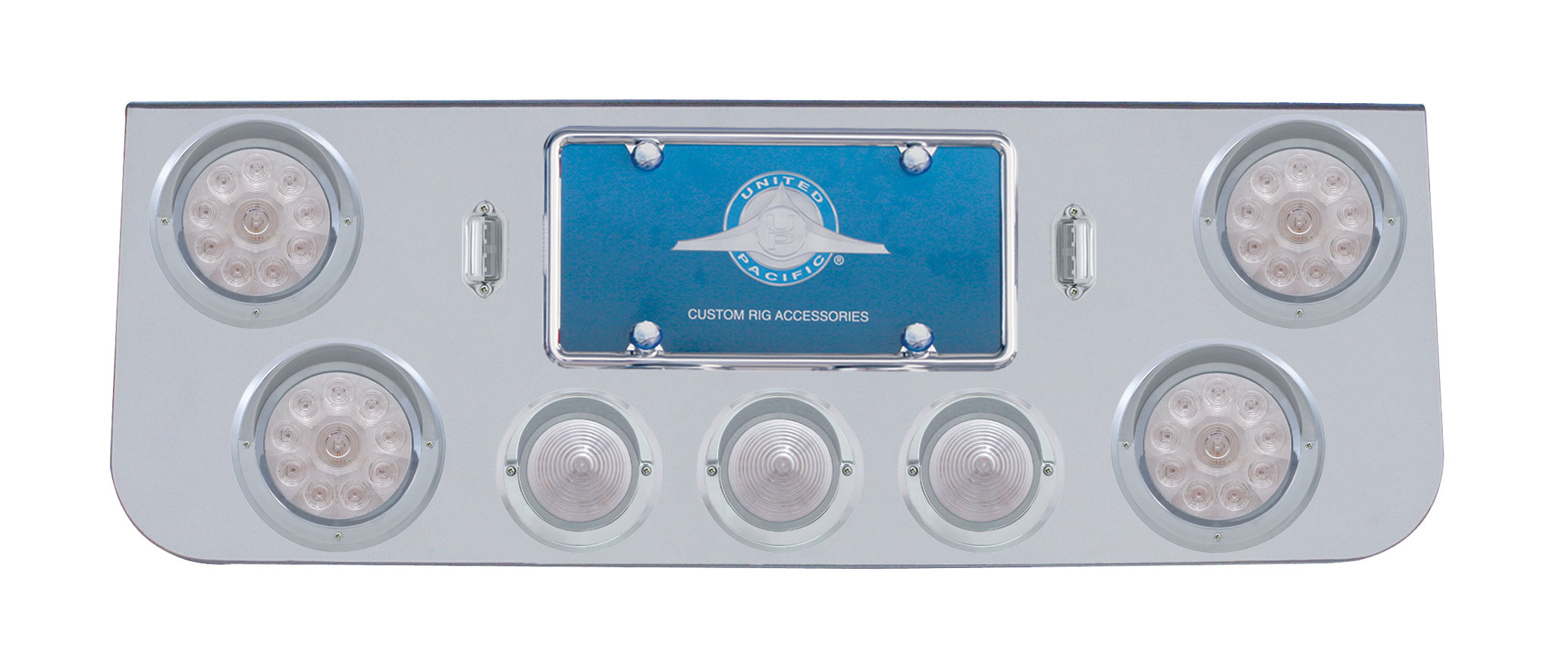 Chrome Rear Center Lt Panel W/ Four 10 Led 4" & Three 13 Led 2 1/2" Bhive Lt W/ Visor - Red Led/Clear Lens