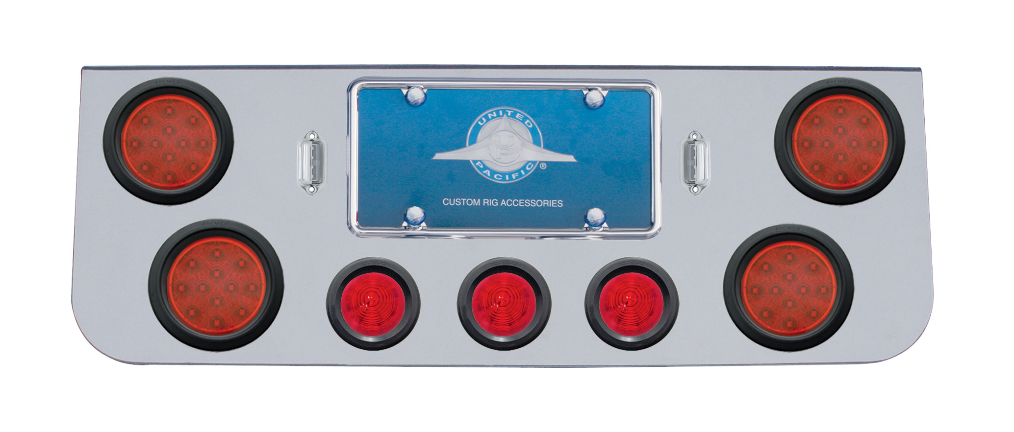 Chrome Rear Cntr Lt Pnl W/ Four 12 Led 4" & Three 13 Led 2 1/2" Bhive Lt W/ Grommet - Red Led/Red Lens