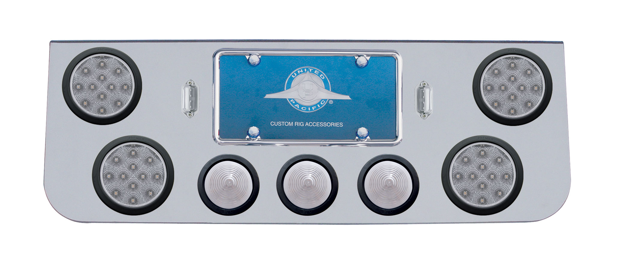 Chrome Rear Cntr Lt Pnl W/ Four 12 Led 4" & Three 13 Led 2 1/2" Bhive Lt W/ Grommet - Red Led/Clear Lens