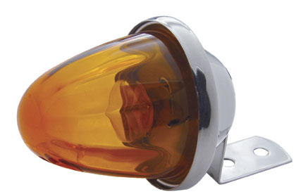 Incandescent Chrome Medium Glass Marker Light - Amber