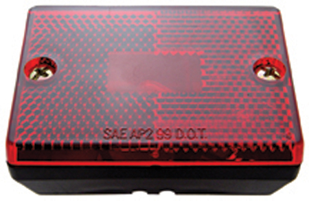 Incandescent Rectangular Clearance/Marker Light W/ Black Housing - Red