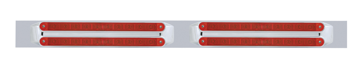 Led Chrome Top Mud Flap Plate With 10 Led Light Bar X 4 - Red Led/Red Lens