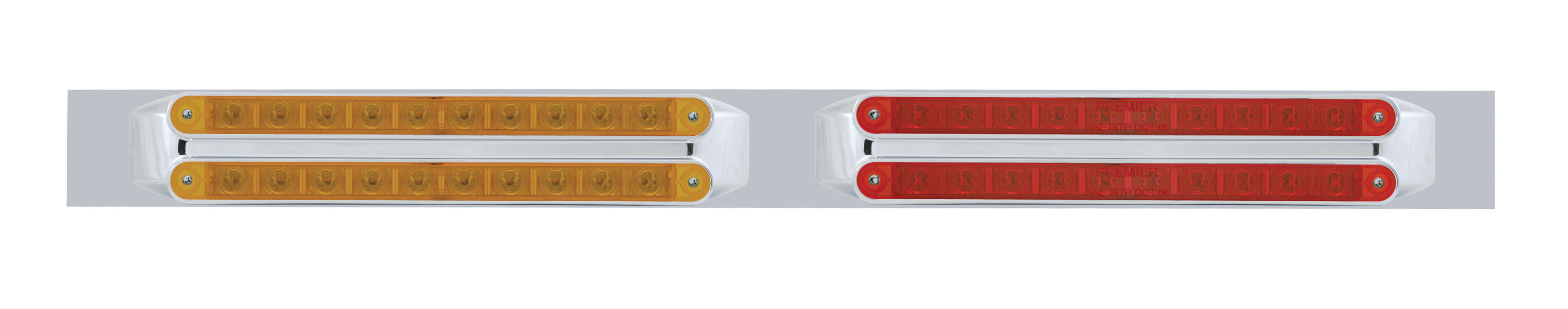 Led Chrome Top Mud Flap Plate With 10 Led Light Bar X 4 - Amber Led/Amber Lens, Red Led/Red Lens