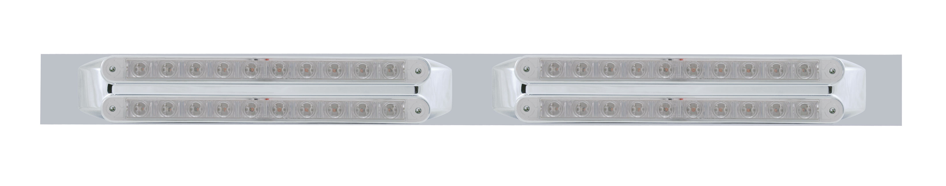 Led Chrome Top Mud Flap Plate With 10 Led Light Bar X 4 - Amber Led/Clear Lens, Red Led/Clear Lens