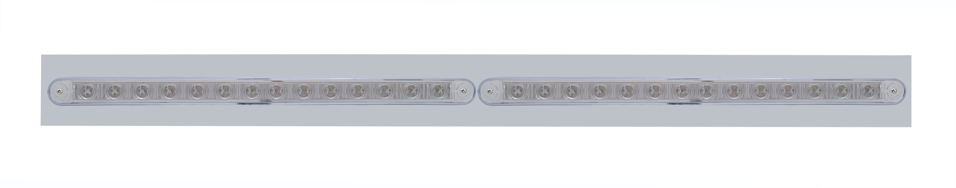 Led Chrome Top Mud Flap Plate With 14 Red Led Light Bar X 2 - Clear Lens