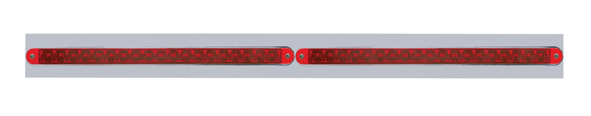 Led Chrome Top Mud Flap Plate With 19 Red Led Light Bar With Reflector X 2 - Red Lens