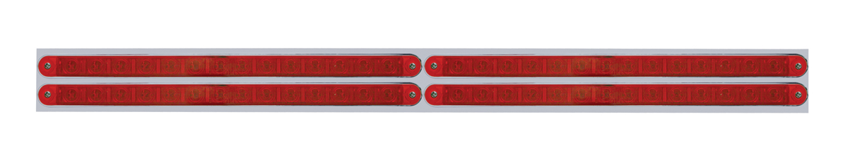 Led Chrome Top Mud Flap Plate With 14 Red Led Light Bar X 4 - Red Lens