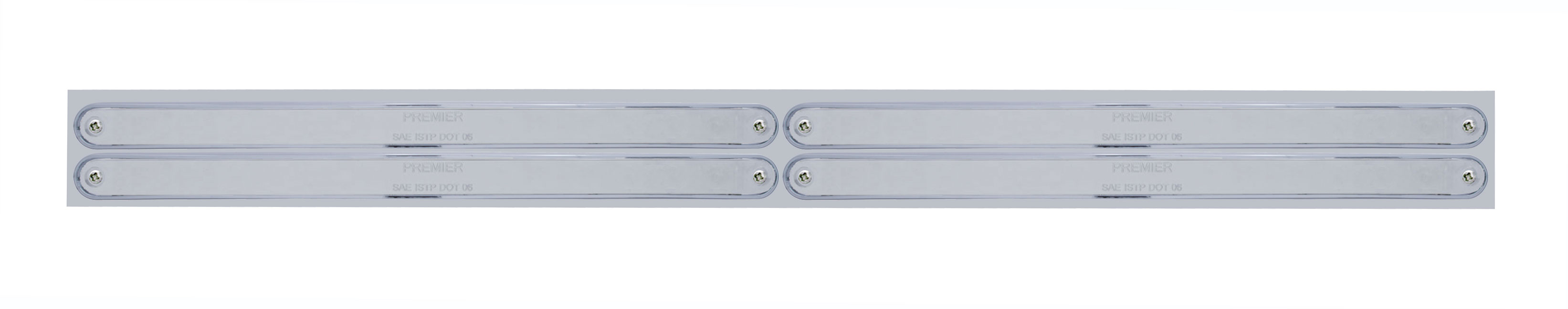 Led Chrome Top Mud Flap Plate With 14 Red Led Light Bar X 4 - Chrome Lens