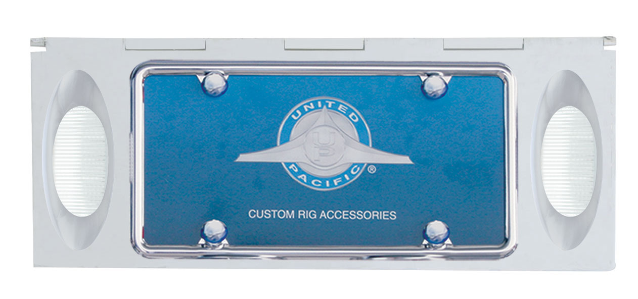 Stainless Steel One License Plate Holder With Two 16 Amber Led "Phantom I" Lights - Clear Lens