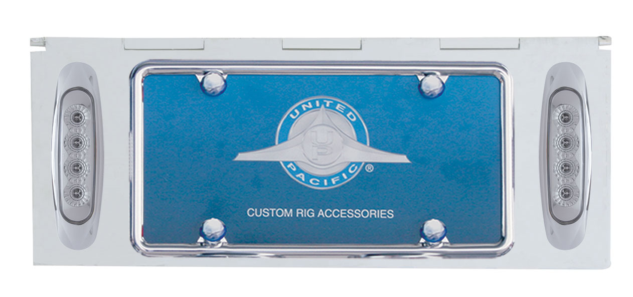 Stainless Steel One License Plate Holder With Two 4 Amber Led Reflector Lights - Clear Lens