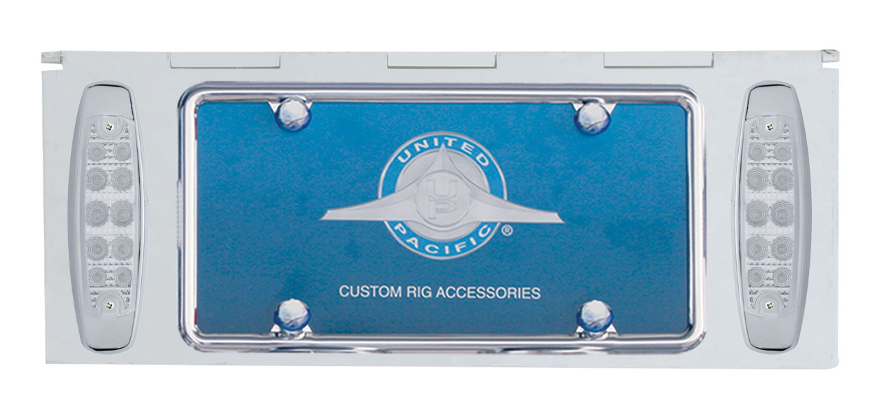 Stainless Steel One License Plate Holder With Two 10 Amber Led Reflector Lights - Clear Lens