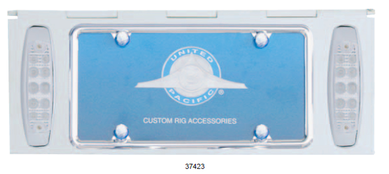 Stainless Steel One License Plate Holder With Two 12 Amber Led Rectangular Lights - Clear Lens