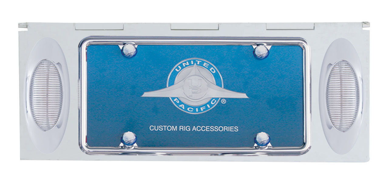 Stainless Steel Two License Plate Holder With Three 16 Amber Led "Phantom I" Lights - Clear Lens