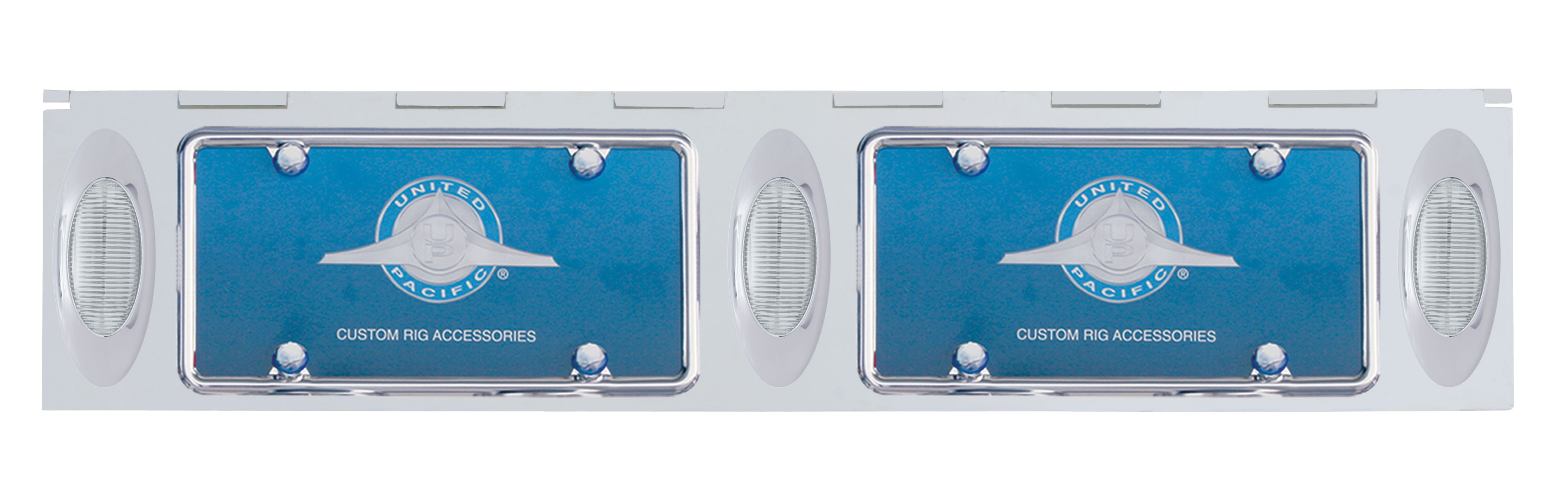 Stainless Steel Two License Plate Holder With Three 12 Amber Led "Phantom I" Lights - Clear Lens