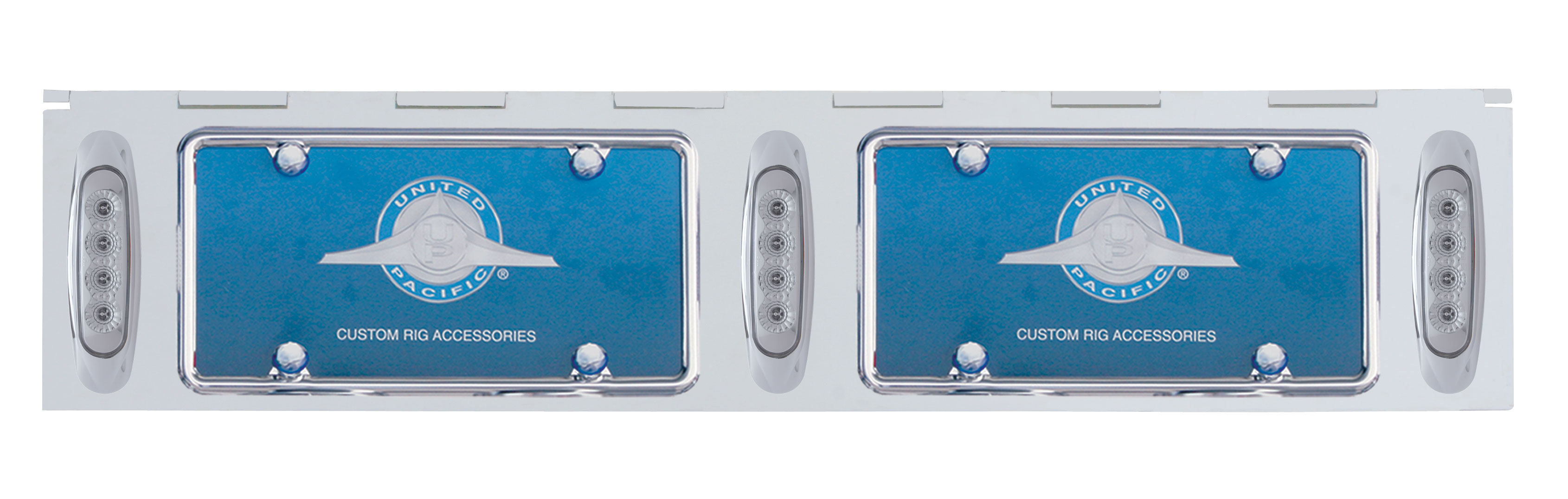 Stainless Steel Two License Plate Holder With Three 4 Amber Led Reflector Lights - Clear Lens