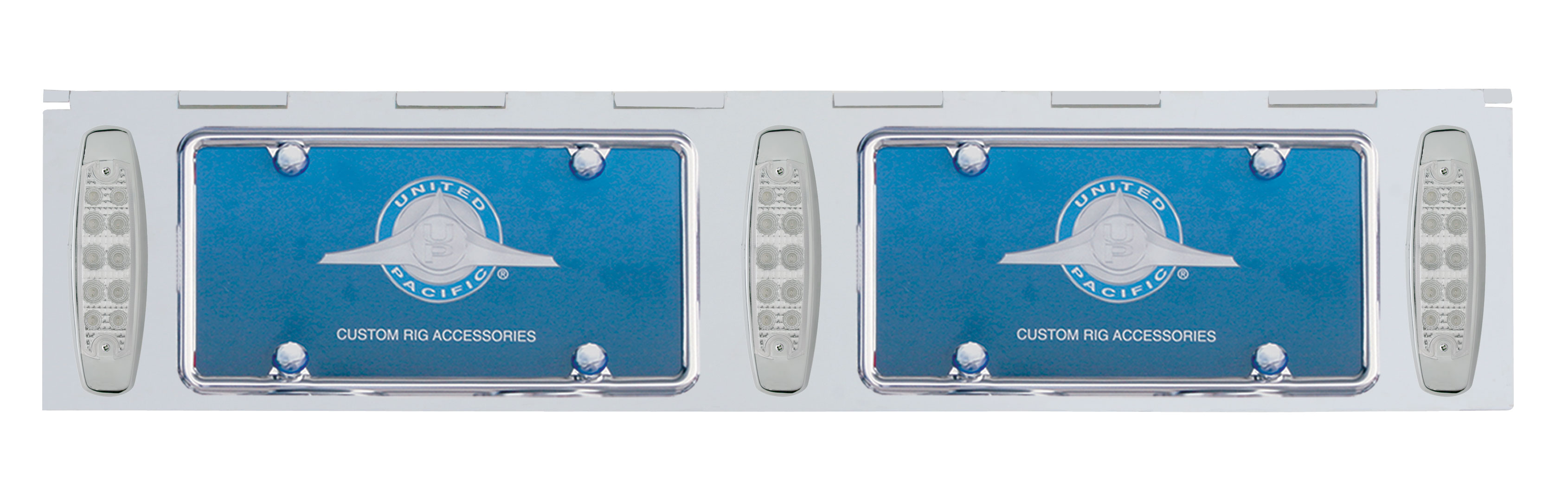 Stainless Steel Two License Plate Holder With Three 10 Amber Led Reflector Lights - Clear Lens