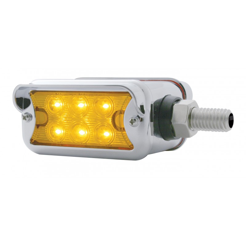 6 Amber/6 Amber Led Straight Dual Function Double Face Lt W/ Horizontal Visor Bezel - Amber/Amber Lens