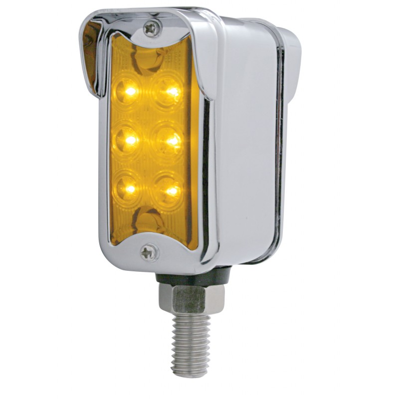 6 Amber/6 Amber Led Straight Dual Function Double Face Lt W/ Vertical Visor Bezel - Amber/Amber Lens