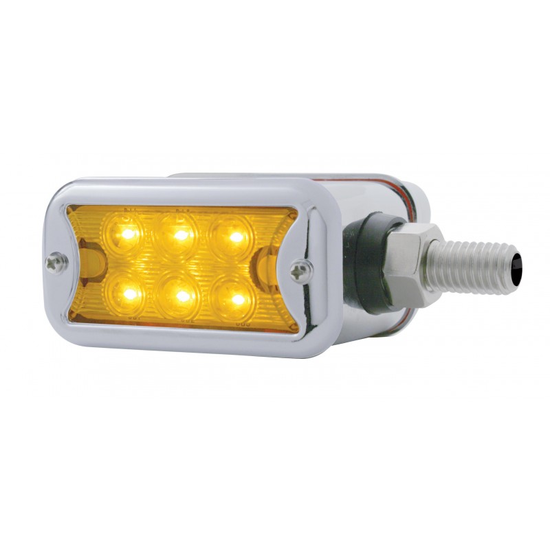 6 Amber/6 Amber Led Straight Dual Function Double Face Lt W/ No Visor Bezel - Amber/Amber Lens