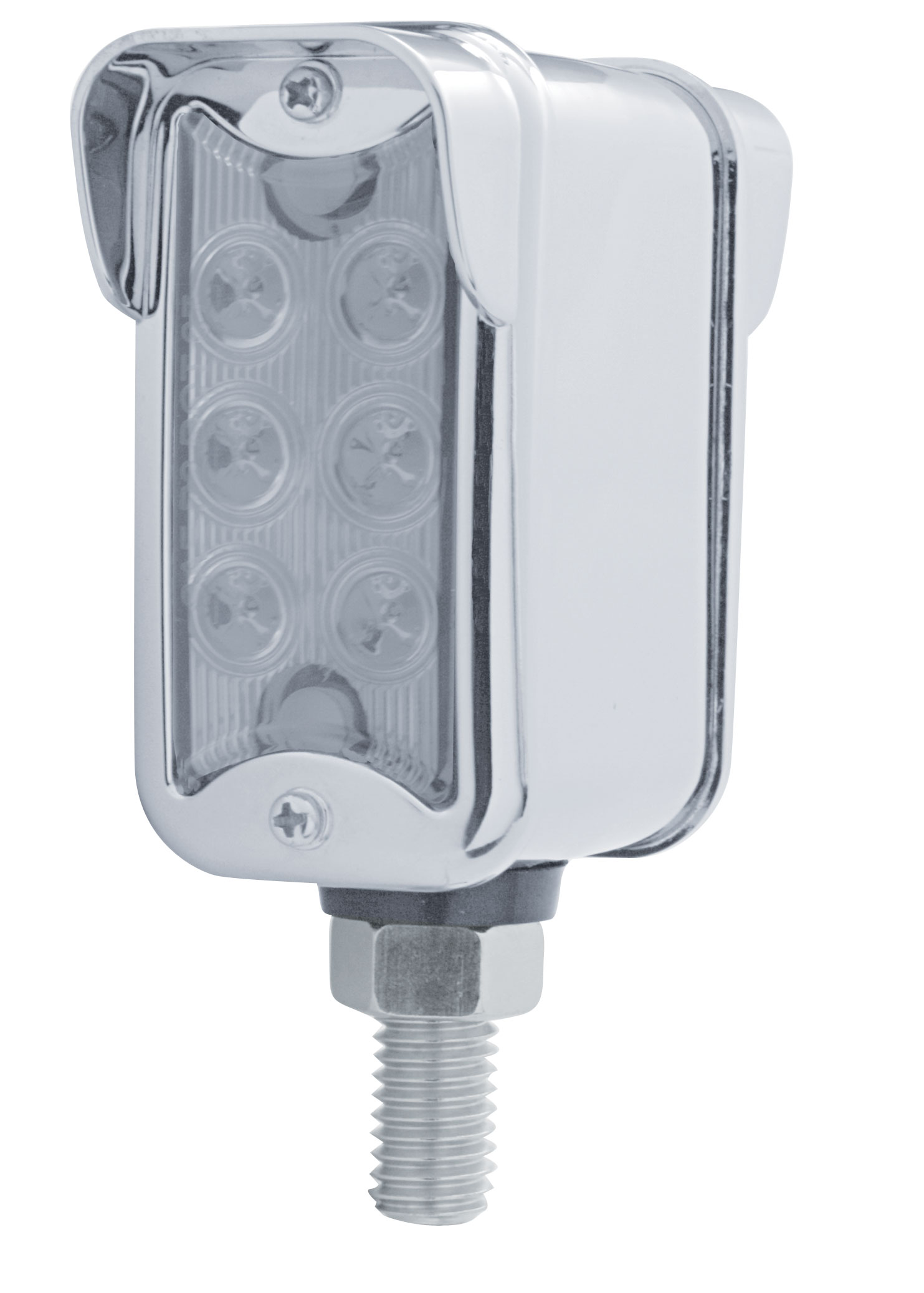 6 Amber/6 Amber Led Straight Dual Function Double Face Lt W/ Vertical Visor Bezel - Clear/Clear Lens