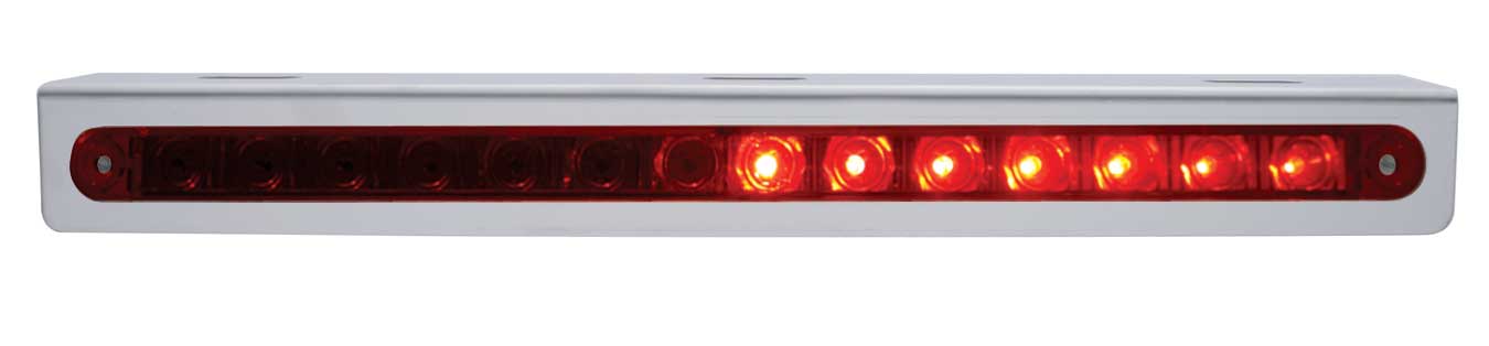 Stainless Steel Light Bracket W/ 14 Red Led 12" Sequential Light Bar W/ Red Lens - Right To Left