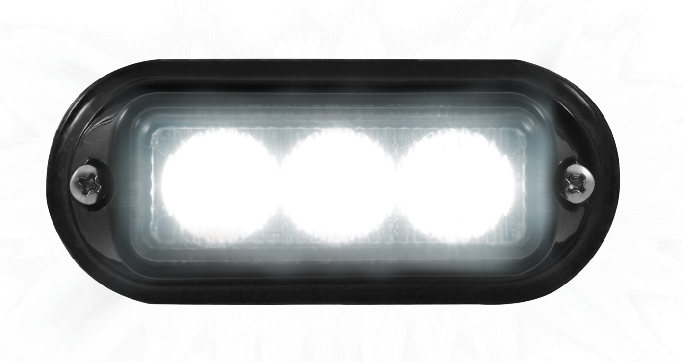 3 Led 12V/24V Strobe Light With Black Bezel - White