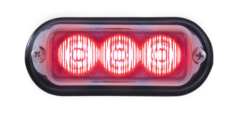 3 Led 12V/24V Strobe Light With Chrome Bezel - Red