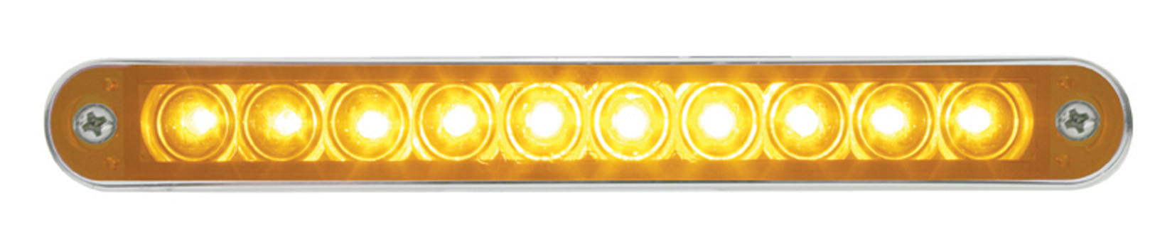 10 Amber Led 6 1/2" Light Bar With Chrome Bezel - Amber Lens