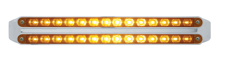 Chrome 14 Amber/14 Amber Led 12" P/T/C Light Bar - Amber/Amber Lens
