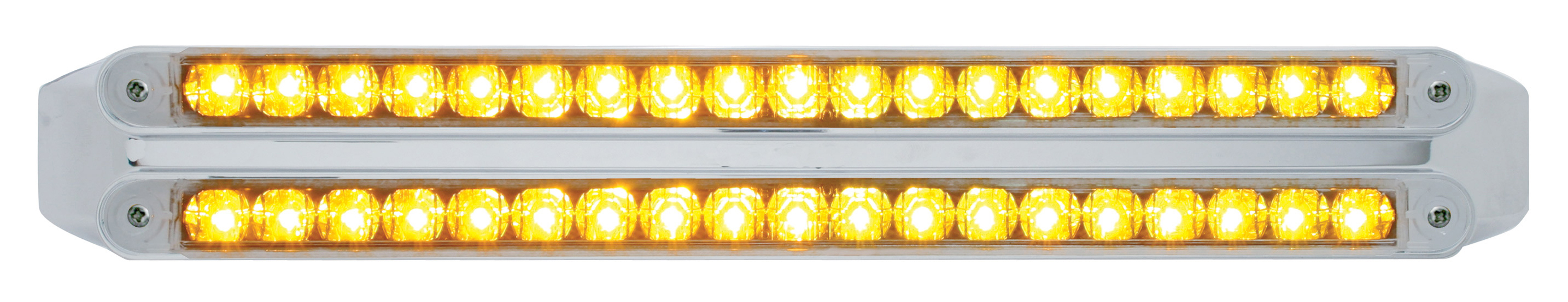 Chrome 19 Amber/19 Amber Led 12" Reflector Light Bar - Clear/Clear Lens